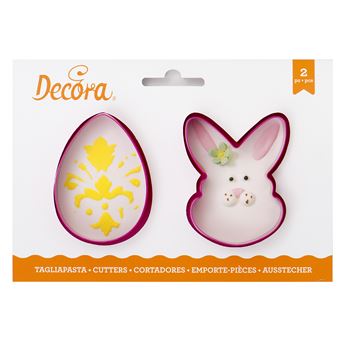 Picture of EGG & BUNNY FACE PLASTIC COOKIE CUTTERS 8X5.5CM AND 8.5X6CM